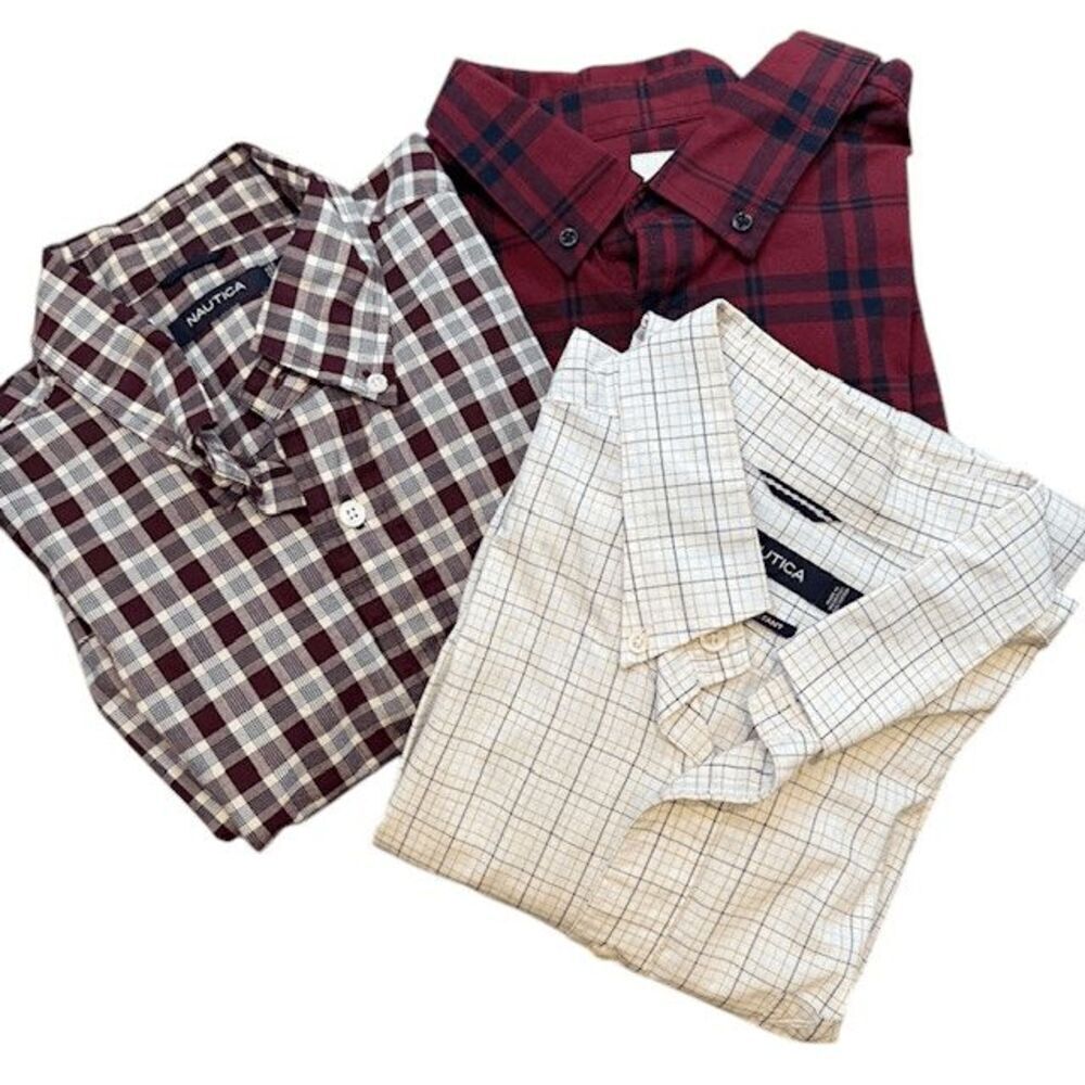 Nautica / Goodfellow Bundle Button Front Shirts Plaid Multi‎ XL